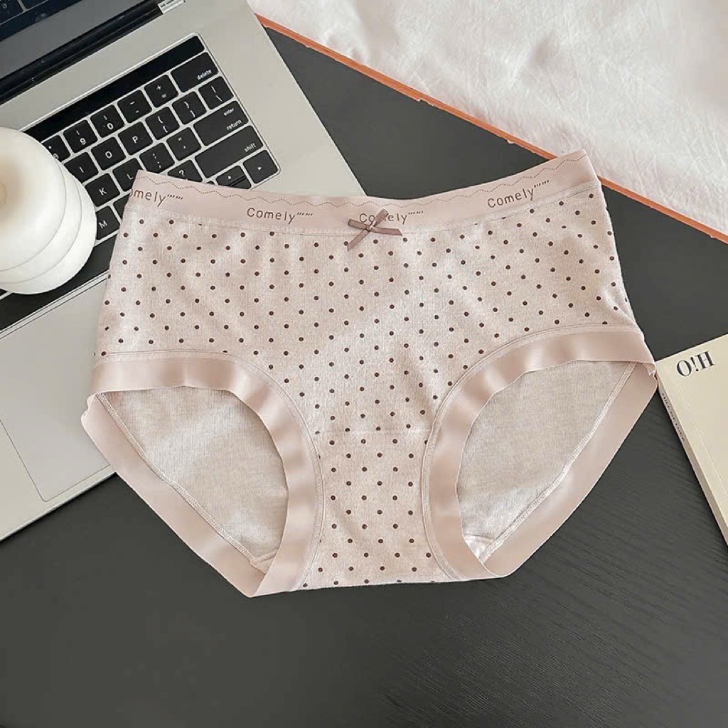 Sét 5 quần lót cotton chấm bi tông màu nâu 216