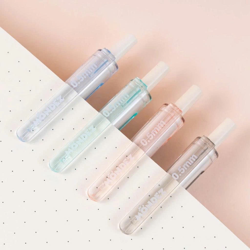 Hộp 12 Bút Bi Gel Bấm MONDEZ Ngòi 0.5mm, Bút Gel Bấm Intome Ngòi ST Viết Siêu Trơn Mực Xanh Đen M15007