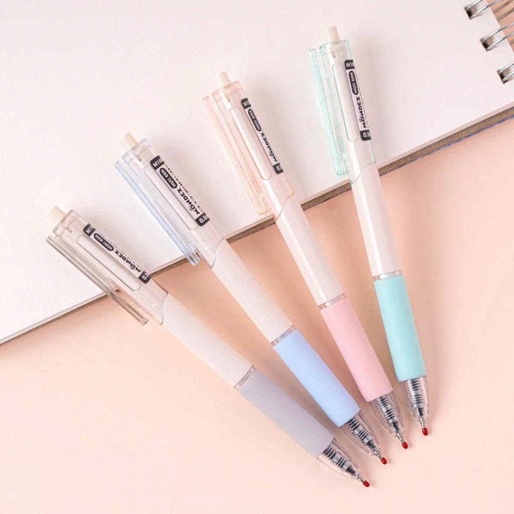 Hộp 12 Bút Bi Gel Bấm MONDEZ Ngòi 0.5mm, Bút Gel Bấm Intome Ngòi ST Viết Siêu Trơn Mực Xanh Đen M15007