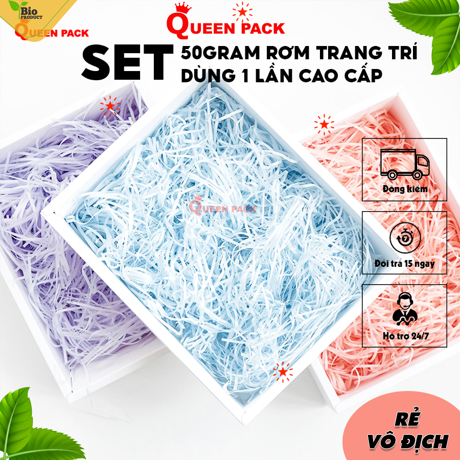 SET 50g Giấy Rơm, Giấy Trang Trí Hộp Quà, Giấy Vụn Lót Hộp Quà Tặng
