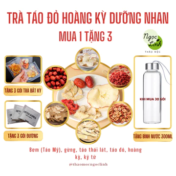 [Mua 1 tặng 3] Trà táo đỏ hoàng kỳ dưỡng nhan Thaomocngoclinh (táo mỹ, gừng, táo thái lát, táo đỏ, hoàng kỳ, kỷ tử)