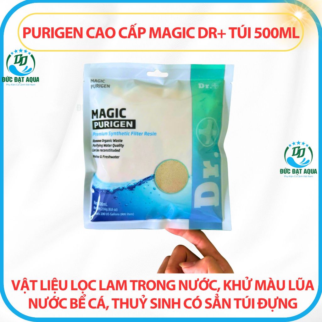 Purigen cao cấp MAGIC Dr+ túi 500ml -Vật liệu lọc lam trong nước, khử màu lũa bể cá,Có Túi Đựng 4