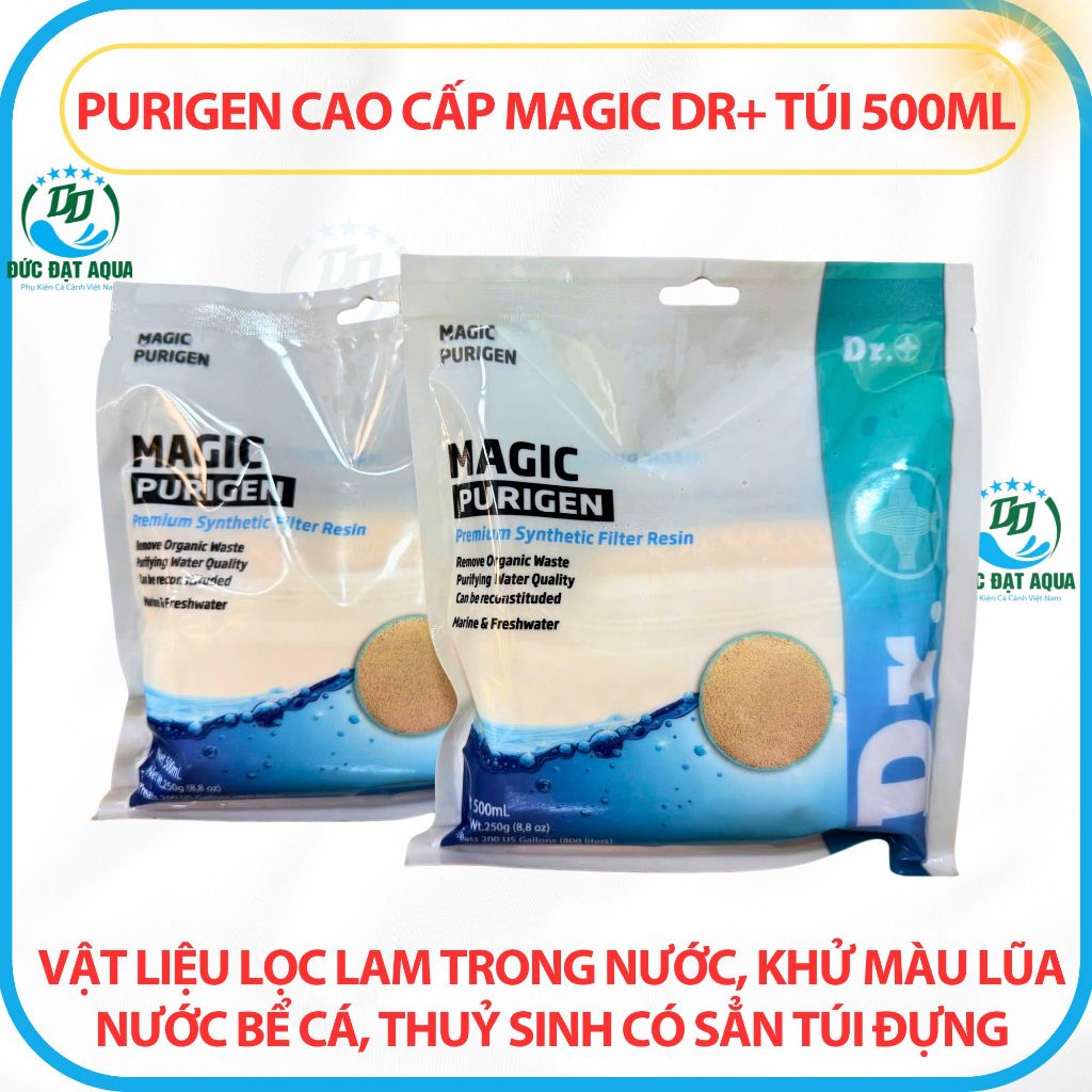 Purigen cao cấp MAGIC Dr+ túi 500ml -Vật liệu lọc lam trong nước, khử màu lũa bể cá,Có Túi Đựng 8