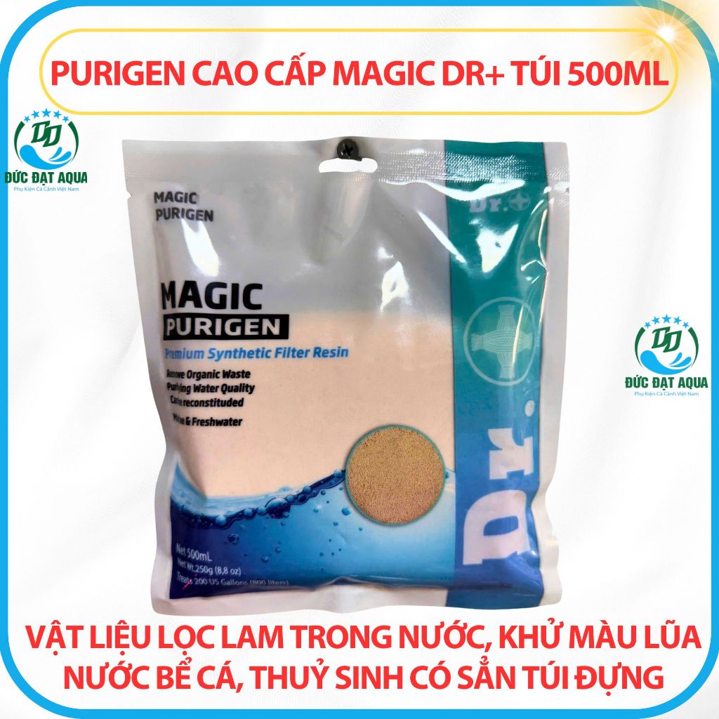 Purigen cao cấp MAGIC Dr+ túi 500ml -Vật liệu lọc lam trong nước, khử màu lũa bể cá,Có Túi Đựng 5