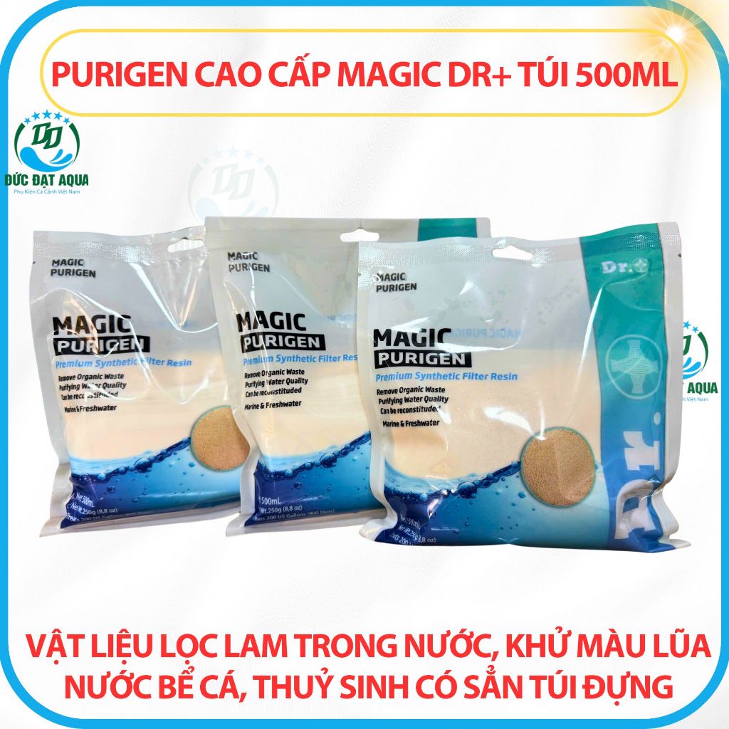 Purigen cao cấp MAGIC Dr+ túi 500ml -Vật liệu lọc lam trong nước, khử màu lũa bể cá,Có Túi Đựng