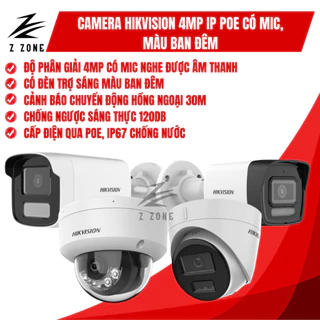 Camera Hikvision IP 4MP POE HIKVISION DS-2CD1xxx series – Có Màu Ban Đêm, Có Mic Chất Lượng Cao