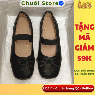 Giày bệt nữ da PU tổng hợp dệt vải đế cao su xinh xắn tiểu thư mềm mại thoải mái