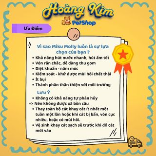 Cát vệ sinh cho Mèo Miku Molly ( Tải 7 gói Tiết Kiệm ) Khử mùi, hút ẩm, ít bụi  - Hoàng Kim Petshop