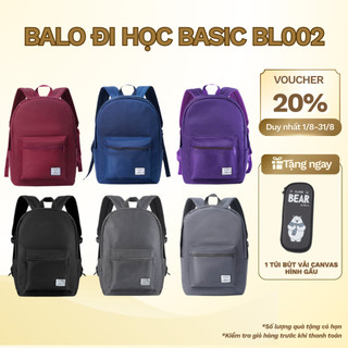 Balo Đi Học Nam Nữ BASIC Nhiều Ngăn Tiện Lợi, Balo Đựng Được Laptop 14 inch Chất Liệu Nhẹ Thoáng Khí BL0002