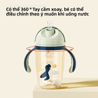 Youkebei Cốc uống nước cho trẻ em, cốc có ống hút đựng nước uống, sữa, cốc mỏ vịt có quai và bi trọng lực