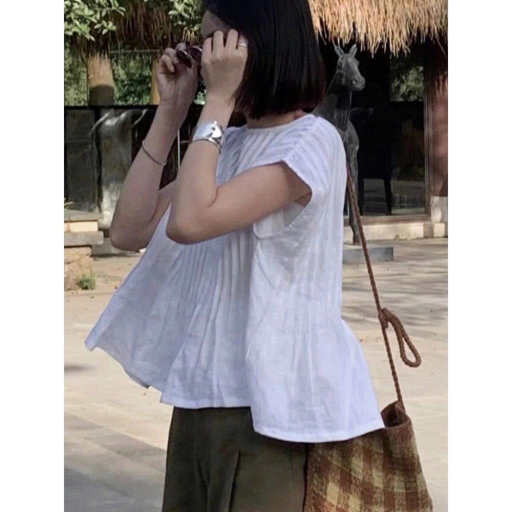 𝗕𝗲𝗺𝗶𝗻-  Áo Linen xếp li babydoll BEELY