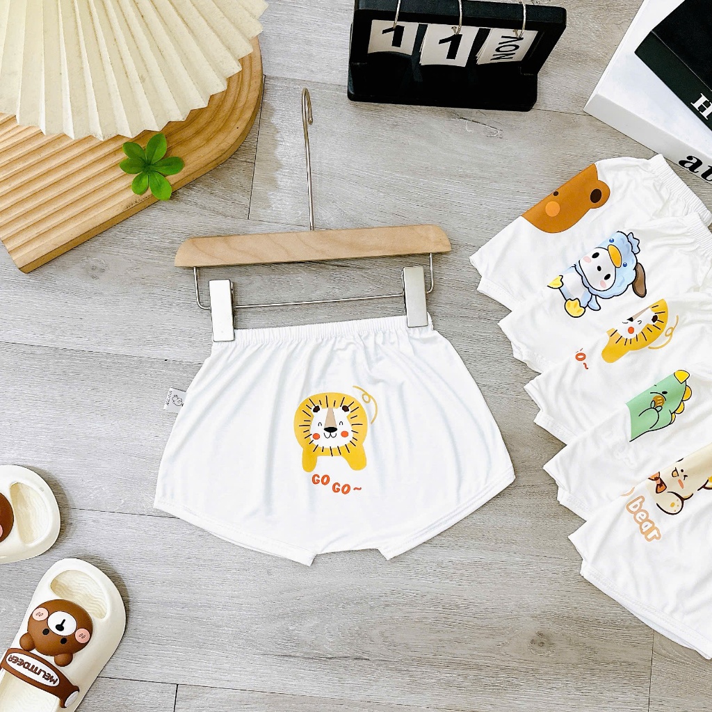 Quần đùi chip ĐÁP MÔNG NỀN TRẮNG KEM in hình thú đáng yêu cho bé 4-14kg mesocshop