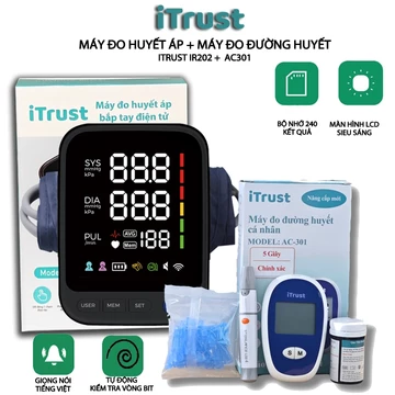 Máy đo huyết áp bắp tay ITrust BP113 - Màn hình led lớn - Giọng nói Tiếng Việt + Tặng máy đo huyết áp
