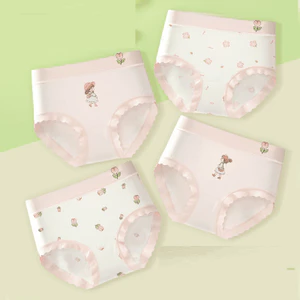 Combo 4 quần chip tam giác cho bé gái, quần lót bé gái thun cotton kháng khuẩn size đại 14-52kg