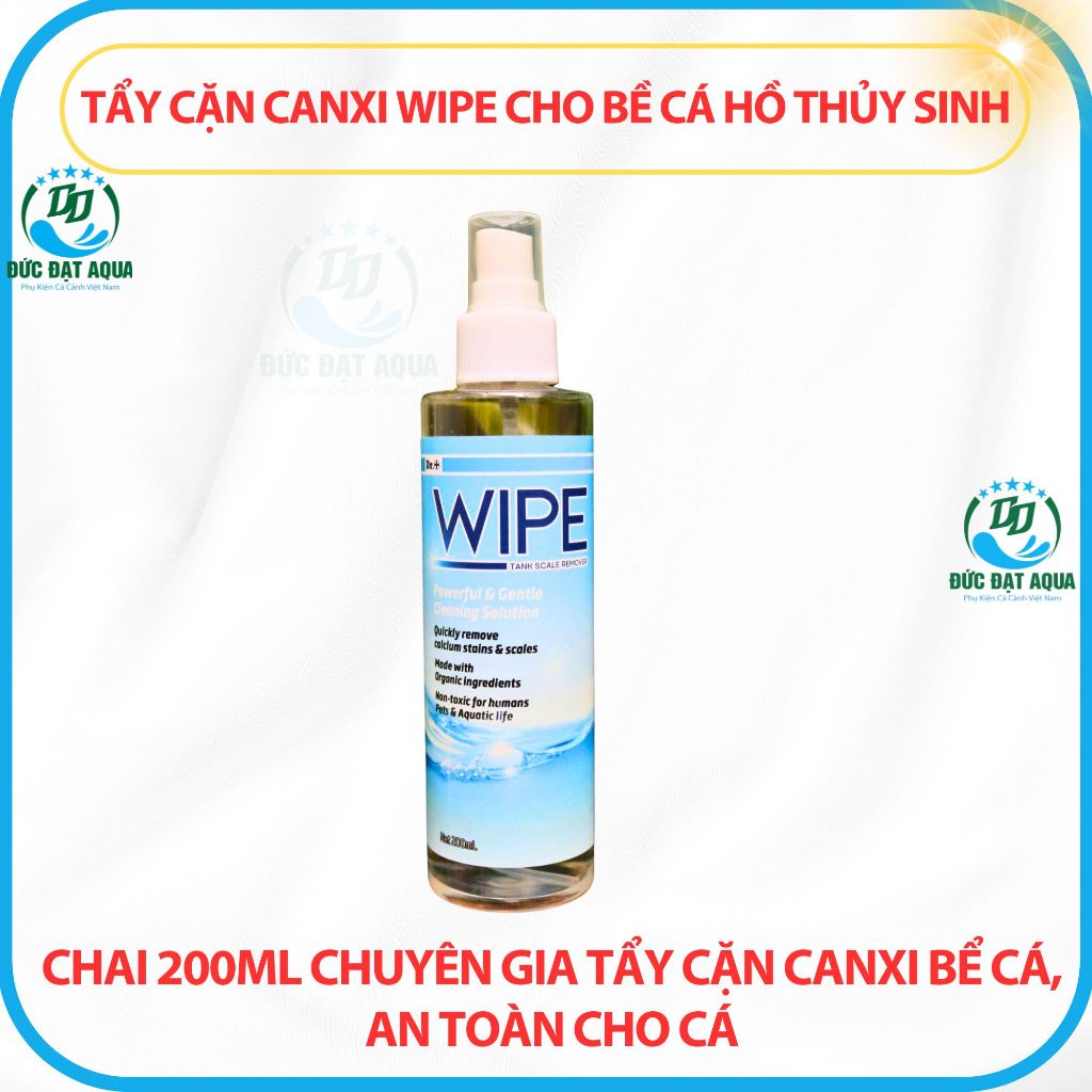 Tẩy Cặn Canxi WIPE Cho Bề Cá Hồ Thủy Sinh CHAI 200ML Chuyên gia tẩy cặn canxi bể cá cảnh, an toàn 6