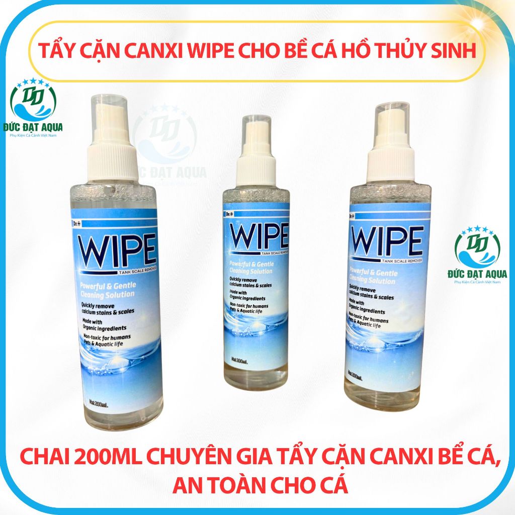Tẩy Cặn Canxi WIPE Cho Bề Cá Hồ Thủy Sinh CHAI 200ML Chuyên gia tẩy cặn canxi bể cá cảnh, an toàn 2