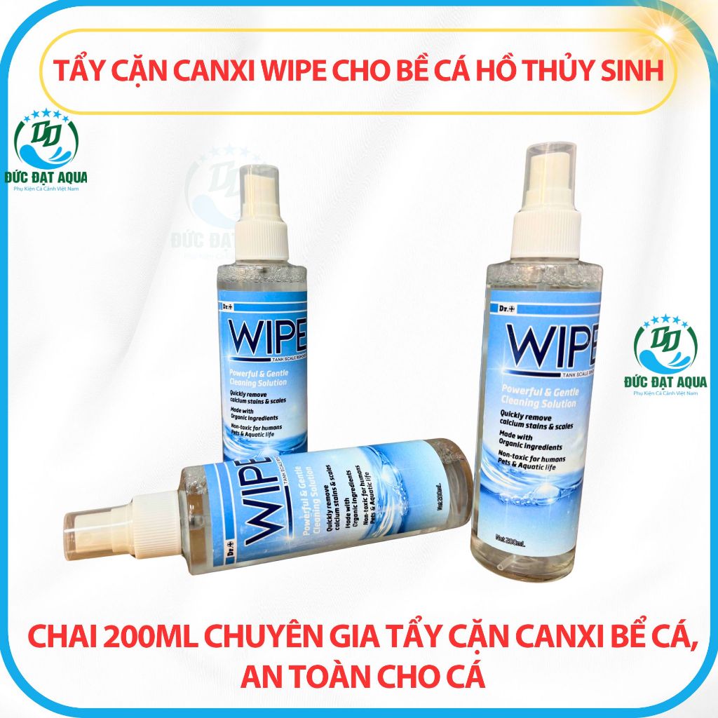 Tẩy Cặn Canxi WIPE Cho Bề Cá Hồ Thủy Sinh CHAI 200ML Chuyên gia tẩy cặn canxi bể cá cảnh, an toàn 4