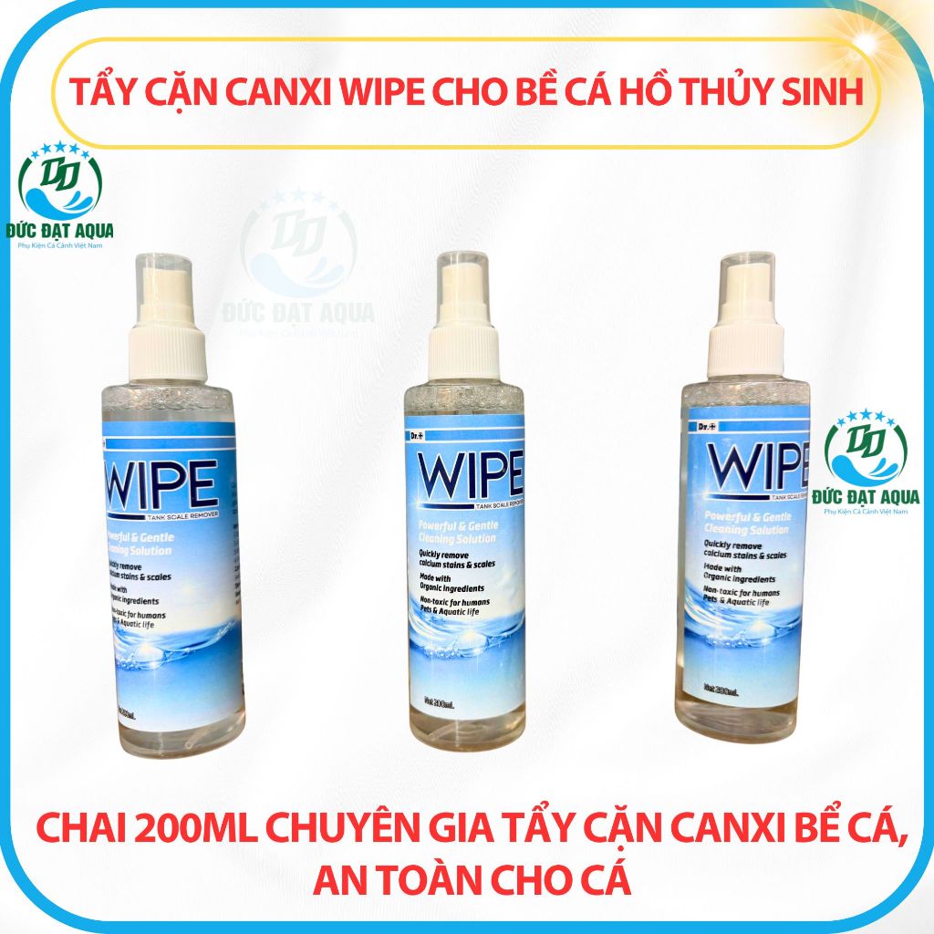 Tẩy Cặn Canxi WIPE Cho Bề Cá Hồ Thủy Sinh CHAI 200ML Chuyên gia tẩy cặn canxi bể cá cảnh, an toàn 5