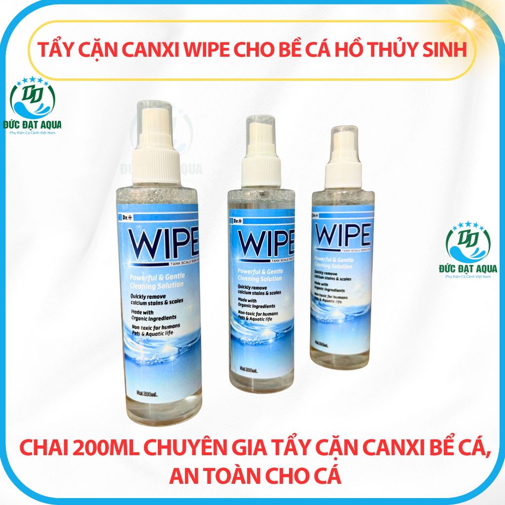 Tẩy Cặn Canxi WIPE Cho Bề Cá Hồ Thủy Sinh CHAI 200ML Chuyên gia tẩy cặn canxi bể cá cảnh, an toàn 3