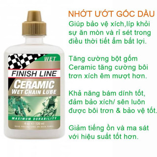 Dầu Tra Sên/Xích Xe Đạp Finish Line 120ML MTB Touring City Cải Thiện Bộ Truyền Động Êm Mượt Hơn Với Ceramic, Ít Bám Bụi