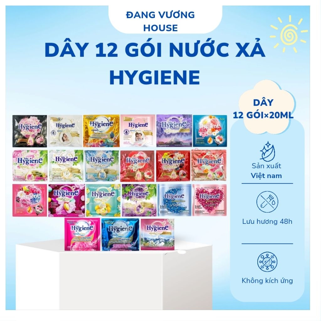 Nước xả Vải Hygiene Chuẩn Hàng Thái Lan Dây 12 Gói( 20 ML)
