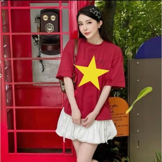 [VẢI DÀY] Áo Thun Cờ Đỏ Sao Vàn.g Cotton 250GSM BABYTEE Oversize Co Giãn Premium Cổ Tròn Unisex