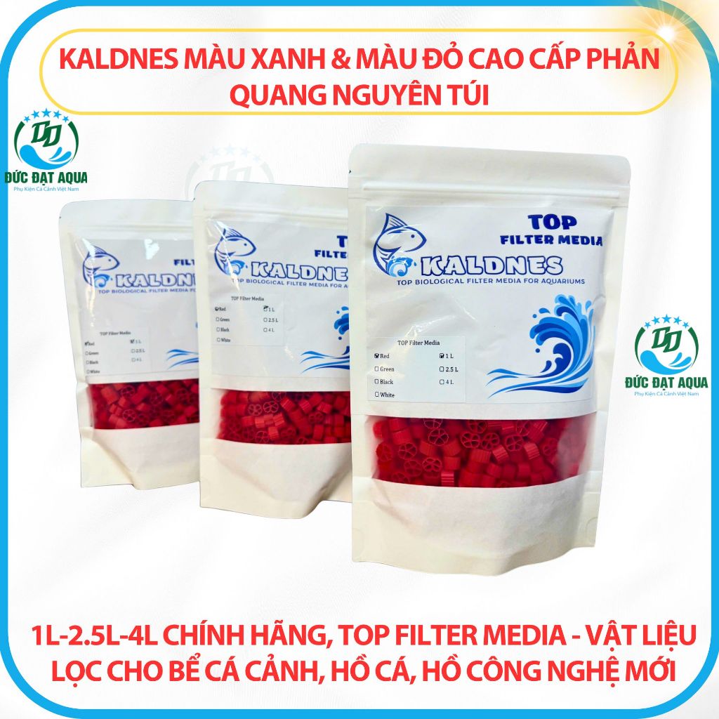 Kaldnes màu xanh & màu đỏ cao cấp nguyên túi 1L-2.5L-4L chính hãng, TOP FILTER MEDIA vật liệu lọc bể cá cảnh 6