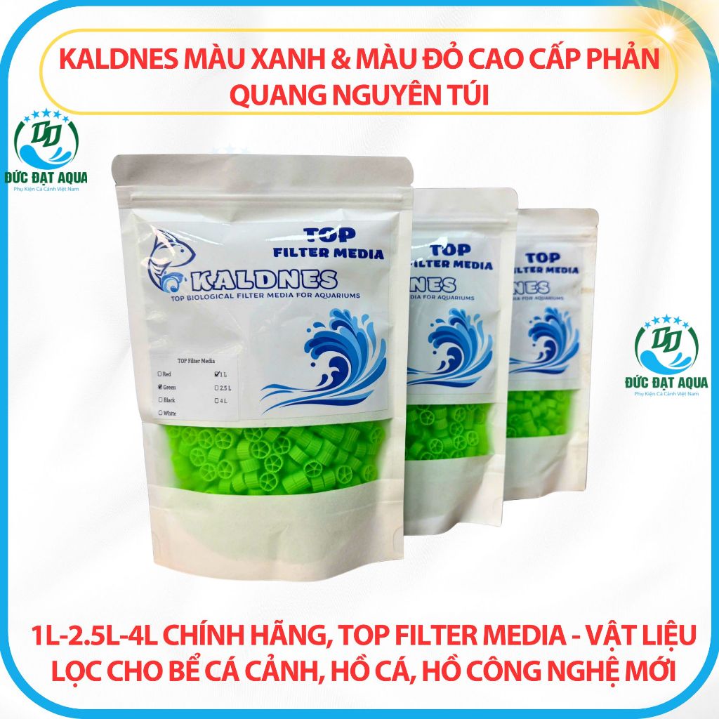 Kaldnes màu xanh & màu đỏ cao cấp nguyên túi 1L-2.5L-4L chính hãng, TOP FILTER MEDIA vật liệu lọc bể cá cảnh 8