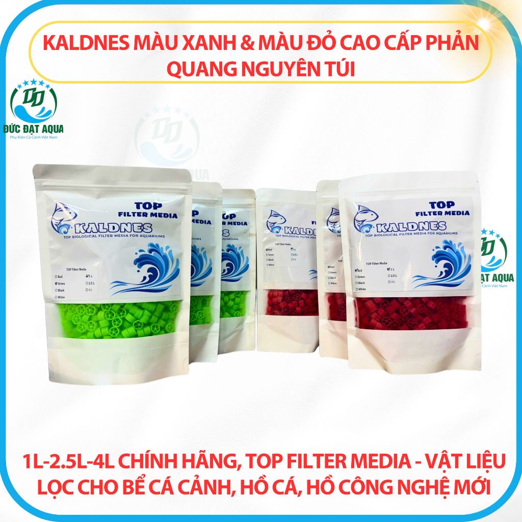 Kaldnes màu xanh & màu đỏ cao cấp nguyên túi 1L-2.5L-4L chính hãng, TOP FILTER MEDIA vật liệu lọc bể cá cảnh 7