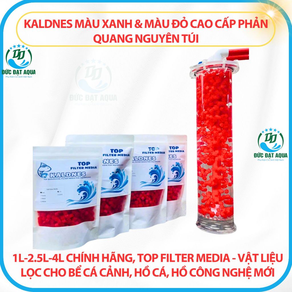 Kaldnes màu xanh & màu đỏ cao cấp nguyên túi 1L-2.5L-4L chính hãng, TOP FILTER MEDIA vật liệu lọc bể cá cảnh 5
