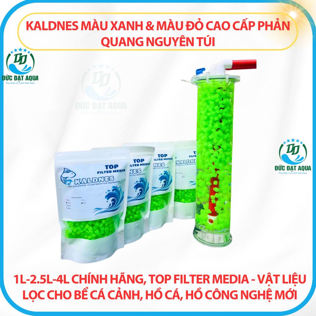 Kaldnes màu xanh & màu đỏ cao cấp nguyên túi 1L-2.5L-4L chính hãng, TOP FILTER MEDIA vật liệu lọc bể cá cảnh 4