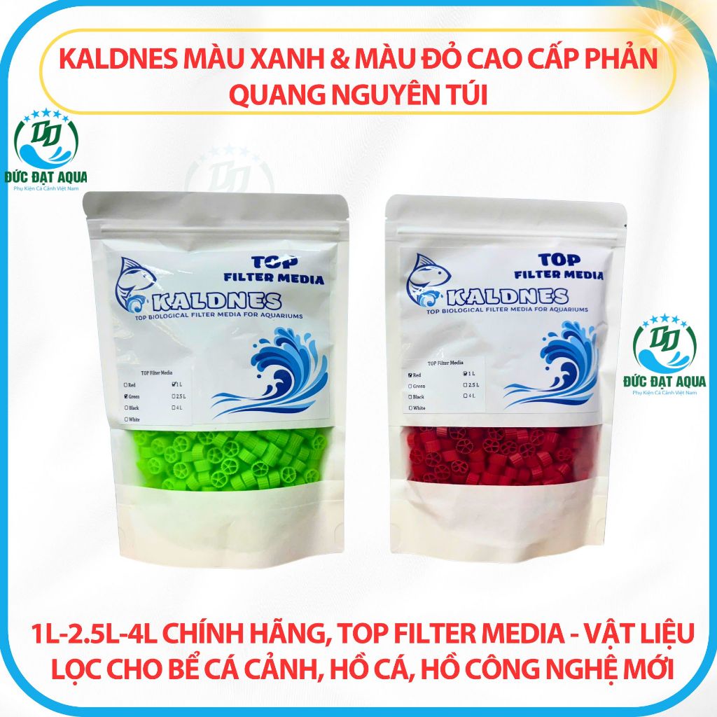 Kaldnes màu xanh & màu đỏ cao cấp nguyên túi 1L-2.5L-4L chính hãng, TOP FILTER MEDIA vật liệu lọc bể cá cảnh 3