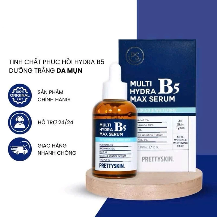 Tinh Chất Serum B5 Pretty Skin Hydra B5 Max Serum, Serum Phục Hồi, Serum Cấp Ẩm, Serum Dưỡng Trắng 50ml