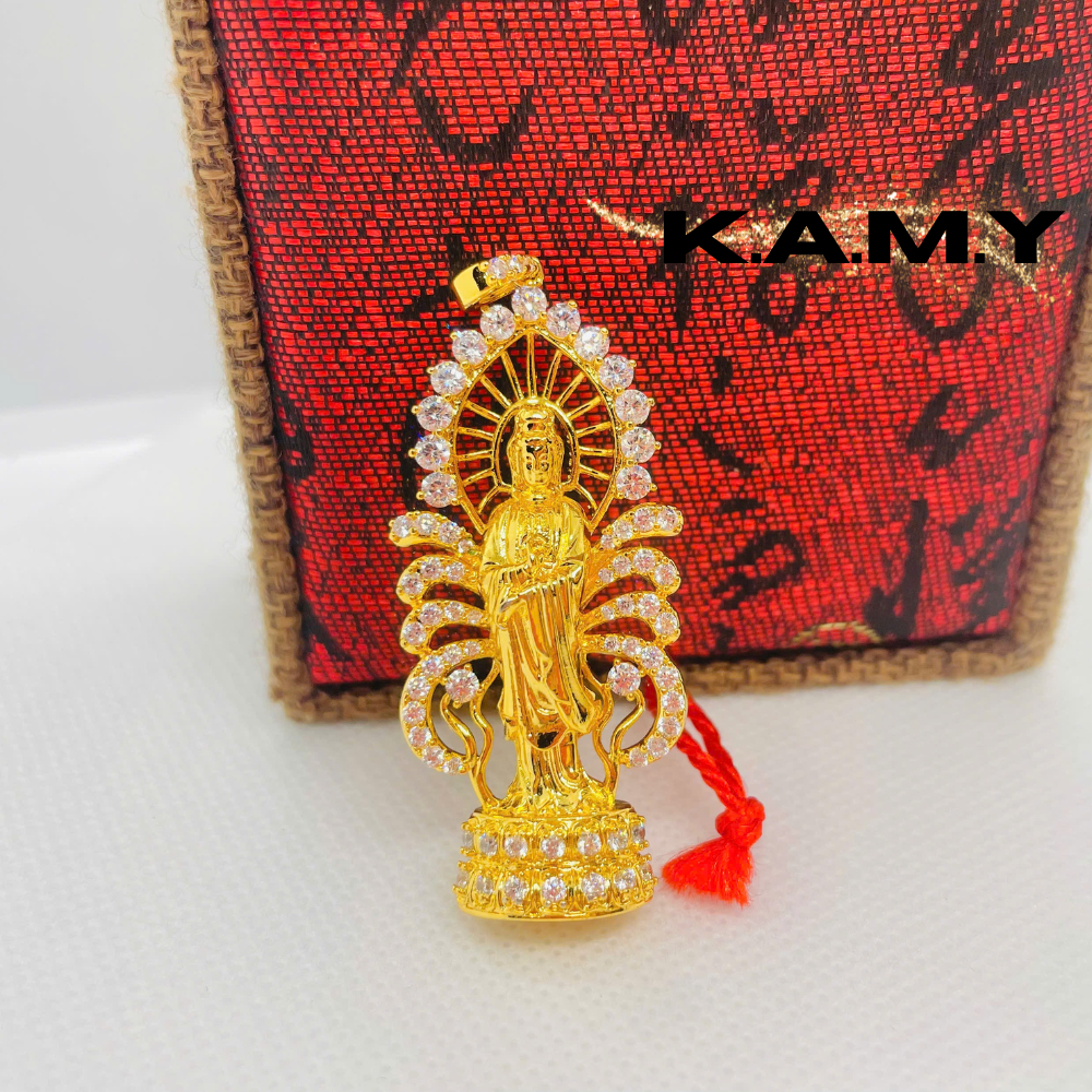Mặt Dây Chuyền Phật Bà Quan Âm Mạ Vàng Đính Đá CZ – Bình An, May Mắn, Hộ Mệnh Phong Thủy Tài Lộc