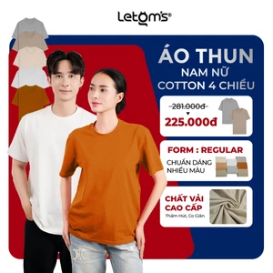 Áo Thun Unisex Cotton 4 Chiều LeTom's, Co Giãn 4 Chiều, Form Regular, Nhiều Màu, Thấm Hút Tốt, Không Bai Nhão