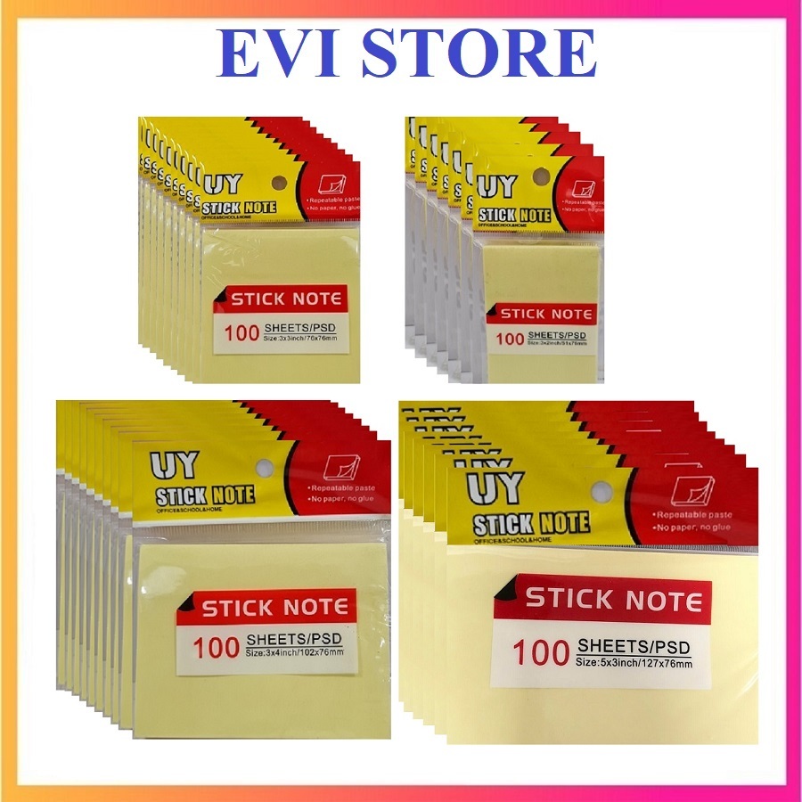 Lốc 10 tập Giấy note ghi chú UY02 / UY03 / UY04 I Giấy nhớ UY 3x2 / 3x3 / 3x4 - Uy Liêm