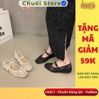 Giày bệt nữ da PU tổng hợp dệt vải đế cao su phong cách nữ tính sang trọng quý phái thoải mái