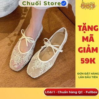 Giày bệt nữ da PU tổng hợp dệt vải đế cao su chất liệu cao cấp thanh lịch sang trọng
