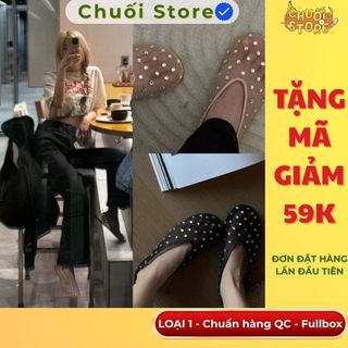 Giày bệt nữ da PU tổng hợp dệt vải đế cao su thanh lịch quý phái cao cấp nhẹ nhàng