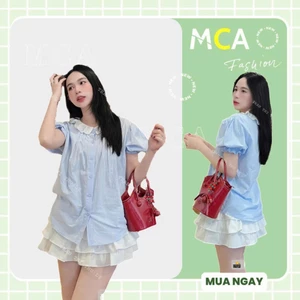 Set váy tầng (kèm quần) mix áo sơ mi babydoll phối bèo ren MCA phong cách tiểu thư hottrend