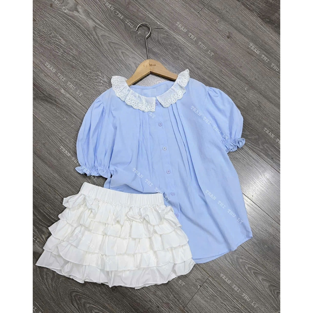 [ Video sp thực tế ] Set váy tầng (kèm quần) mix áo sơ mi babydoll phối bèo ren MCA phong cách tiểu thư hottrend