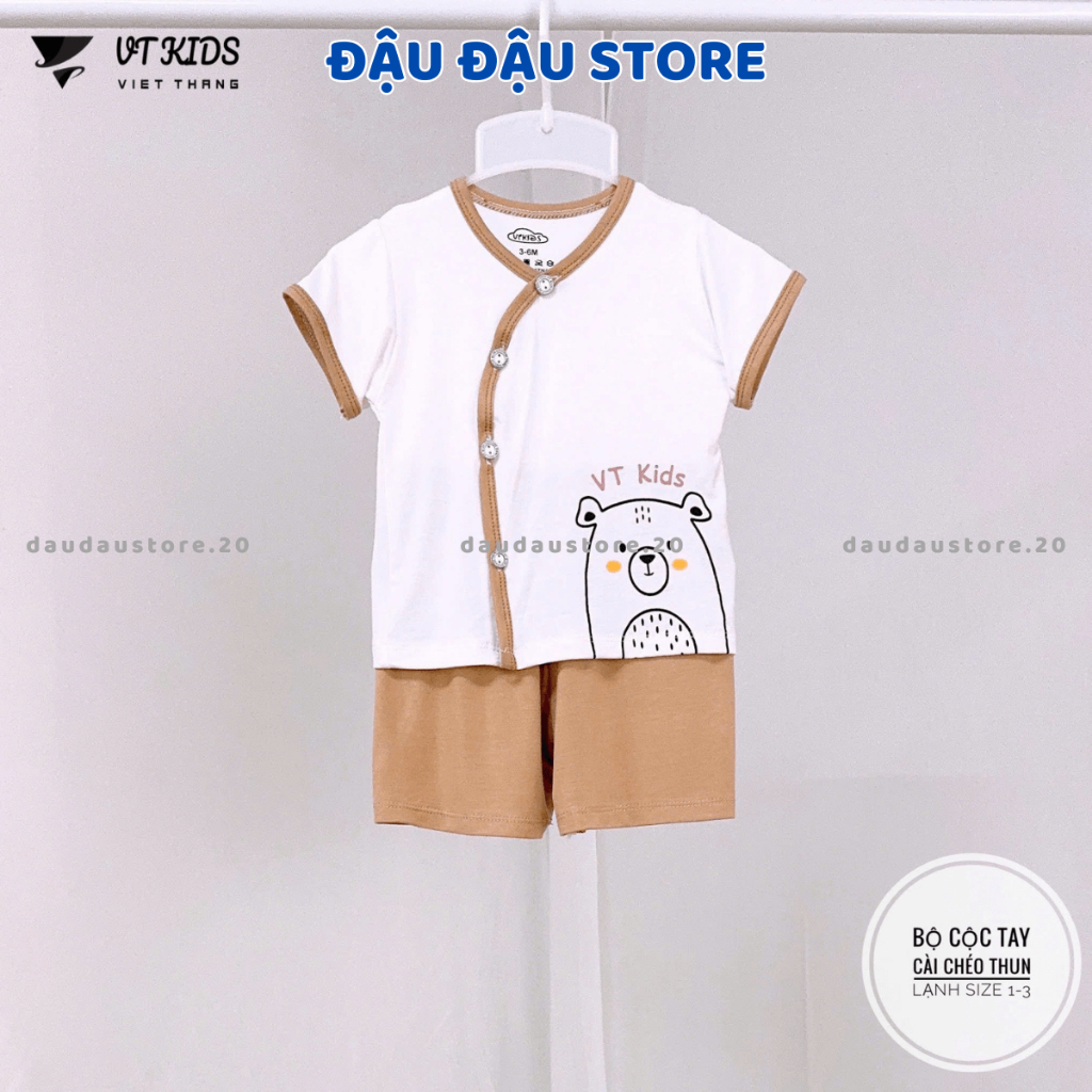[Mẫu Mới] Set 2/3/5 Bộ Cộc Tay VT Thun Lạnh Màu In Hoạ Tiết Mềm Mịn Mát Cho Bé Sơ Sinh 3-9kg VT-CL19  Đậu Đậu Store
