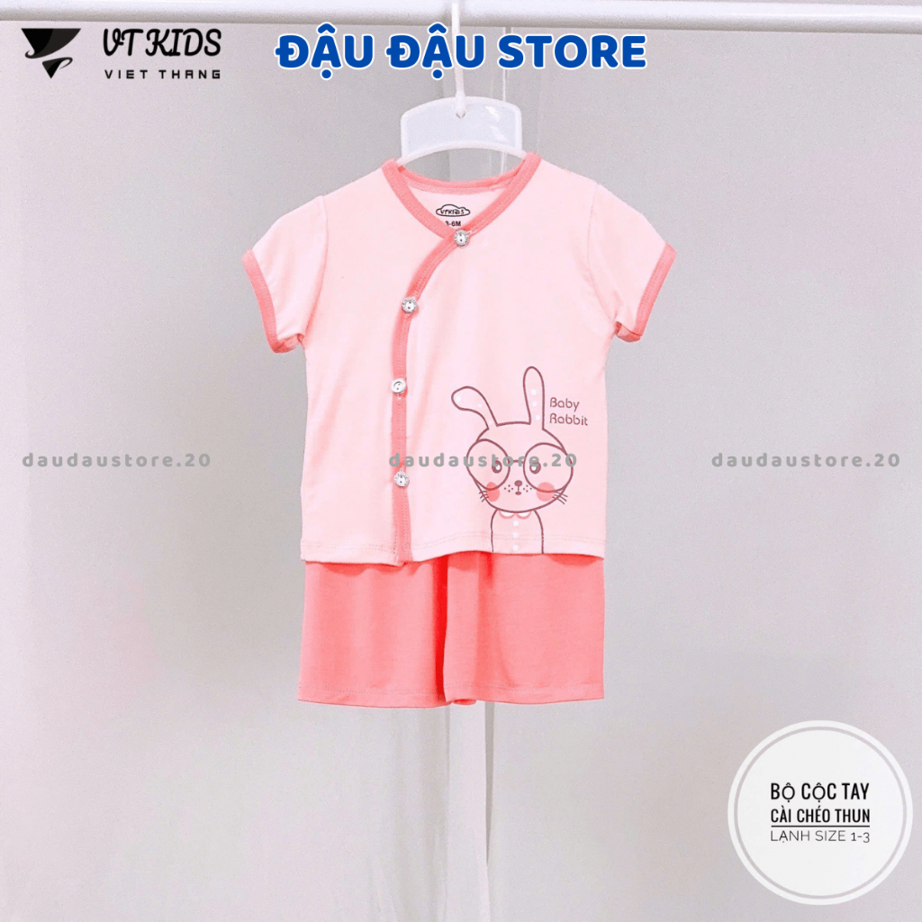 [Mẫu Mới] Set 2/3/5 Bộ Cộc Tay VT Thun Lạnh Màu In Hoạ Tiết Mềm Mịn Mát Cho Bé Sơ Sinh 3-9kg VT-CL19  Đậu Đậu Store