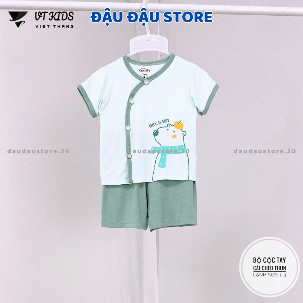 [Mẫu Mới] Set 2/3/5 Bộ Cộc Tay VT Thun Lạnh Màu In Hoạ Tiết Mềm Mịn Mát Cho Bé Sơ Sinh 3-9kg VT-CL19  Đậu Đậu Store