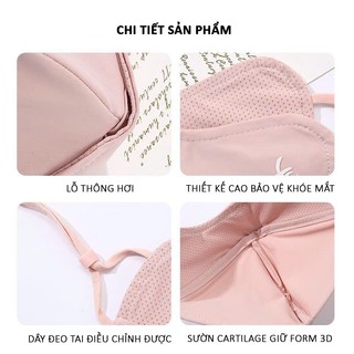 Khẩu Trang Vải Lụa Chống Nắng UPF50+ Form 3D, Thoáng Khí, Không Bí, Co Giãn, Nhiều Màu Xinh