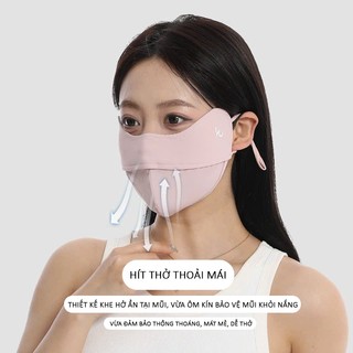 Khẩu Trang Vải Lụa Chống Nắng UPF50+ Form 3D, Thoáng Khí, Không Bí, Co Giãn, Nhiều Màu Xinh