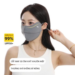Khẩu Trang Vải Lụa Chống Nắng UPF50+ Form 3D, Thoáng Khí, Không Bí, Co Giãn, Nhiều Màu Xinh