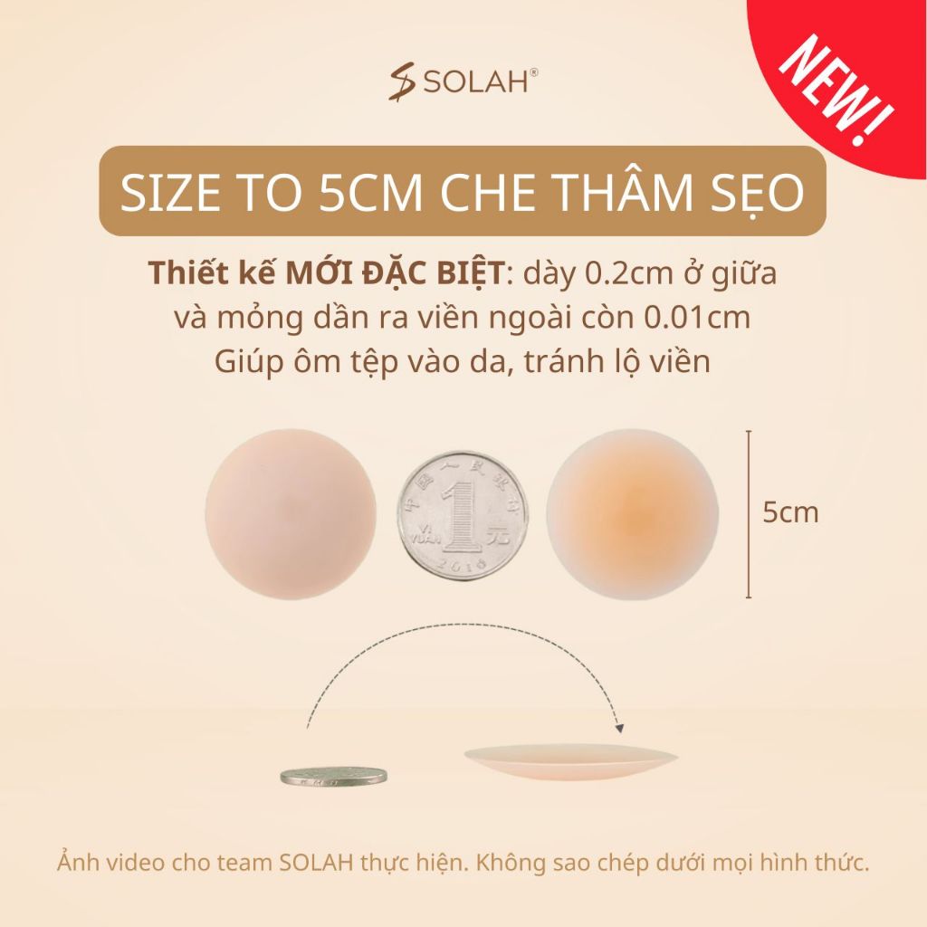 Miếng Dán Ngực Nam Giới SOLAH Silicon Có Gel 5cm Tái Sử Dụng Viền Cong Vát San Phẳng Núm Sơ Mi NP09