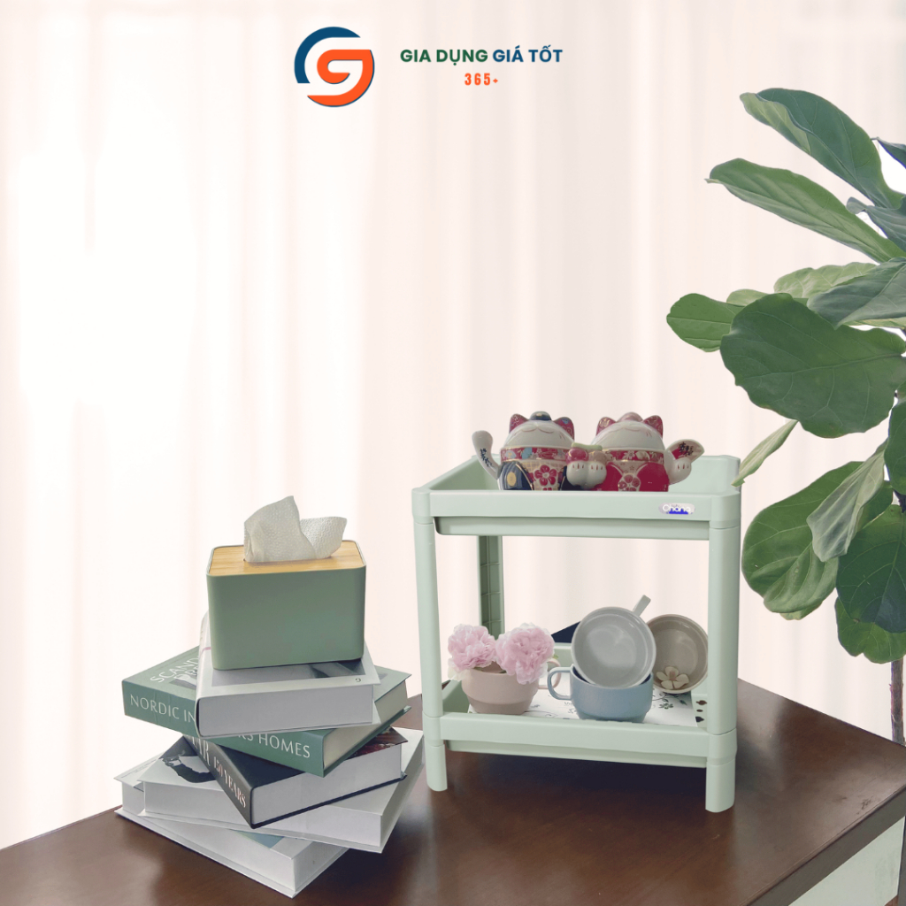 Kệ nhựa 2 tầng/3 tầng Ohana nhỏ gọn - kệ để bàn trang trí, đựng sách, đồ cá nhân, dụng cụ học tập