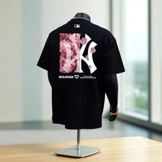 Áo phông MLB  KOREA nam nữ cao cấp, 100% cotton co giãn 2 chiều , định lượng 250gms,NY HOA HỒNG